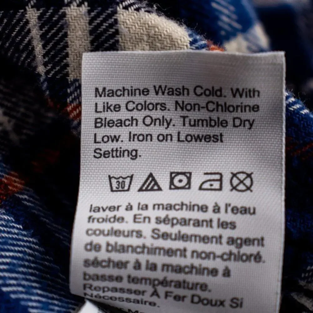 Men’s XL Flannel Shirt Blue Plaid 100% Cotton Long Sleeve Button Up J.Crew